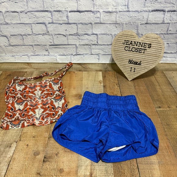 Free People Pants - Free People Movement The Way Home Blue Athletic Shorts Built in Panty Women's M